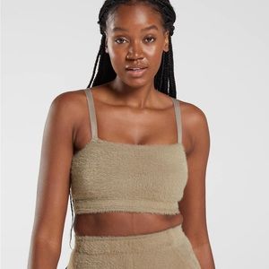 Gymshark x Whitney Simmons Eyelash Knit Bandeau cement brown Medium NWOT